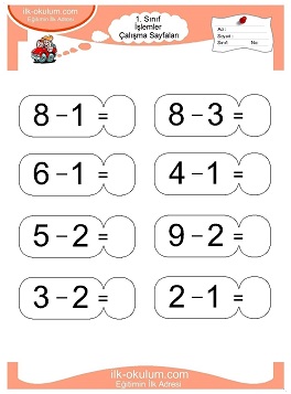 Çocuklar İçin toplam işlemi yaprak testleri 